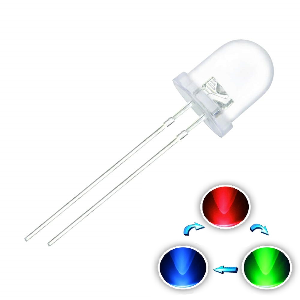 F10 10mm Fast/Slow RGB Flash LED Round Water Clear Red Green Blue ...